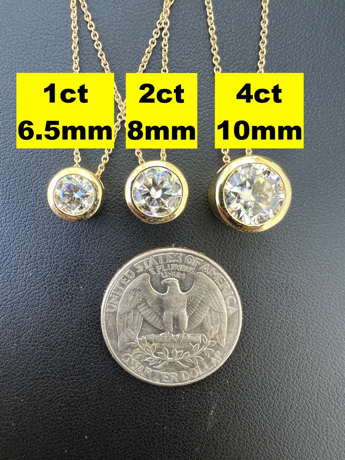 14k Gold Plated Moissanite Solitaire Pendant Necklace GRA Passes Diamond Tester