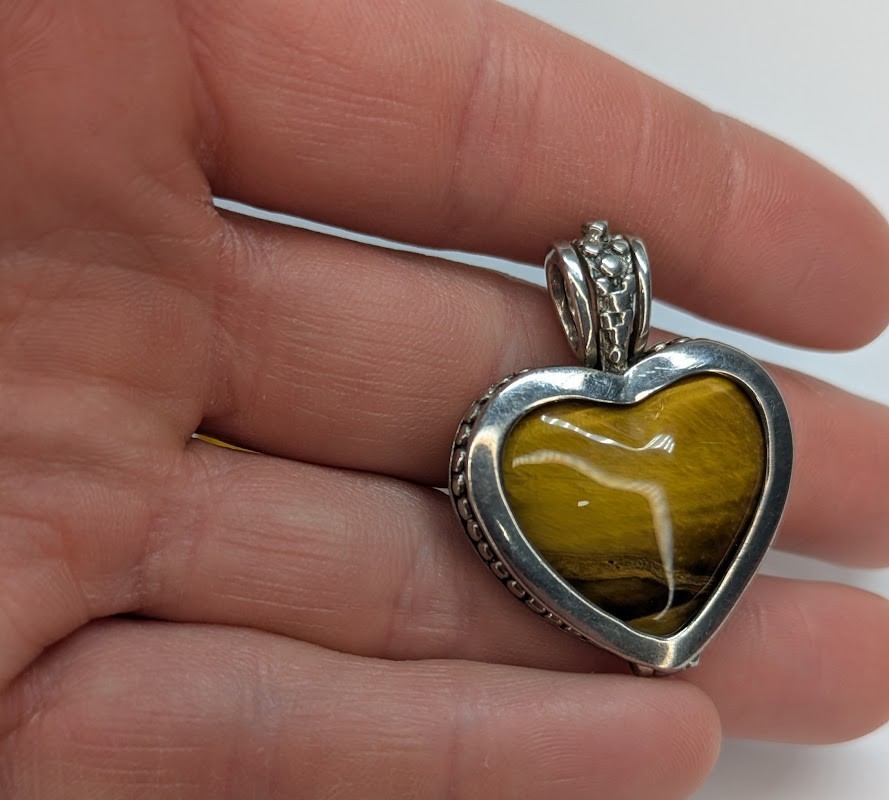 Tiger’s Eye Gemstone 925 Sterling Silver Interchangeable Pendant | 4 Heart Gems
