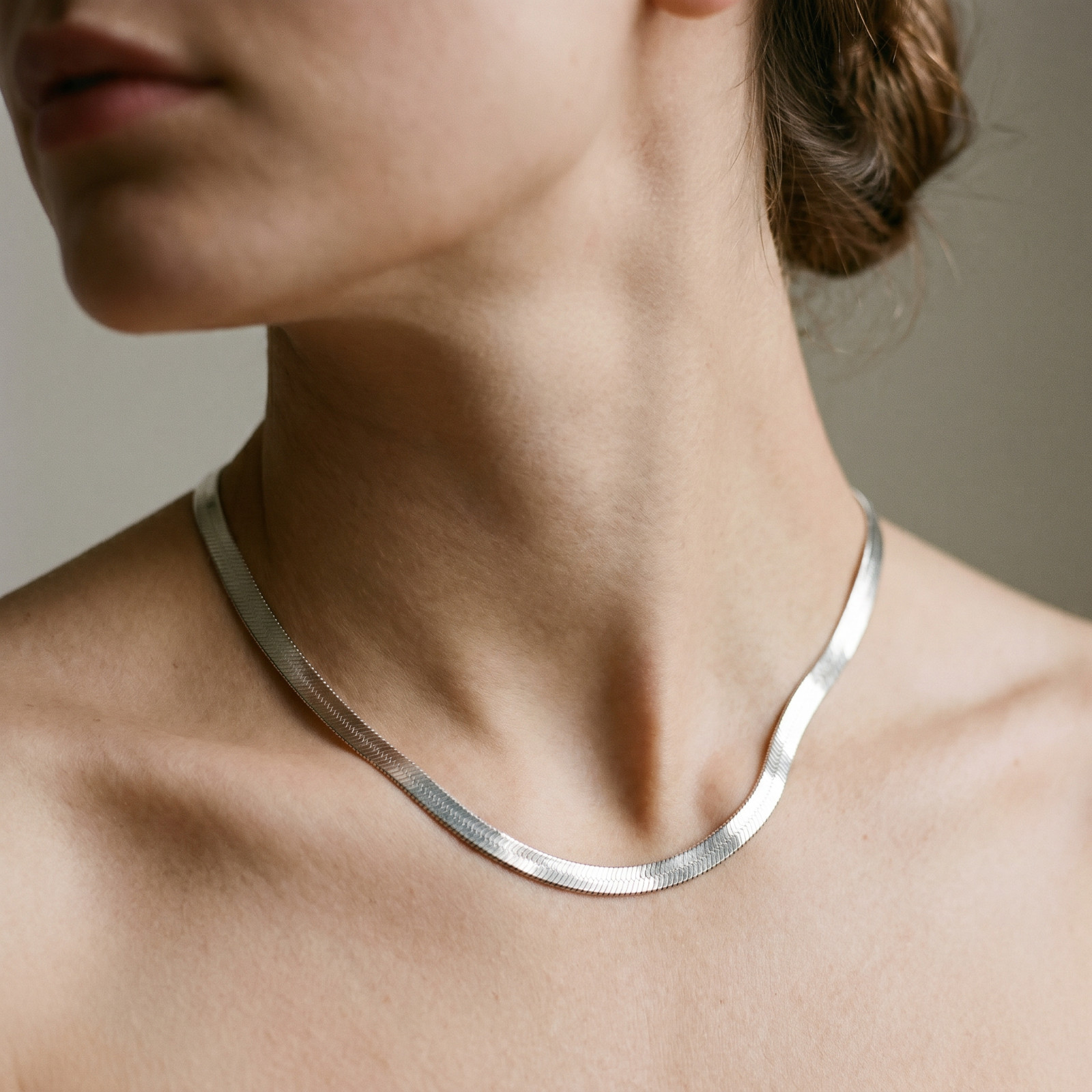 Sterling Silver 6.7mm Herringbone Necklace 18″