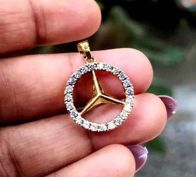 14K Yellow Gold Plated Silver 1Ct Round Cut Lab Created Diamond Hip Hop Pendant