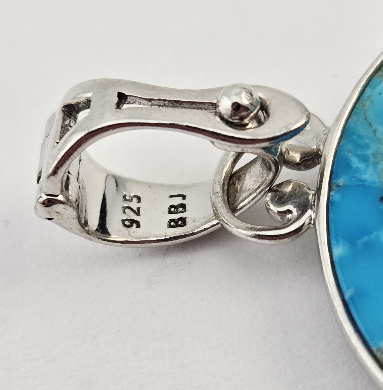 Sterling Silver Blue Turquoise Tree of Life Pendant Enhancer BBJ – 11.0g