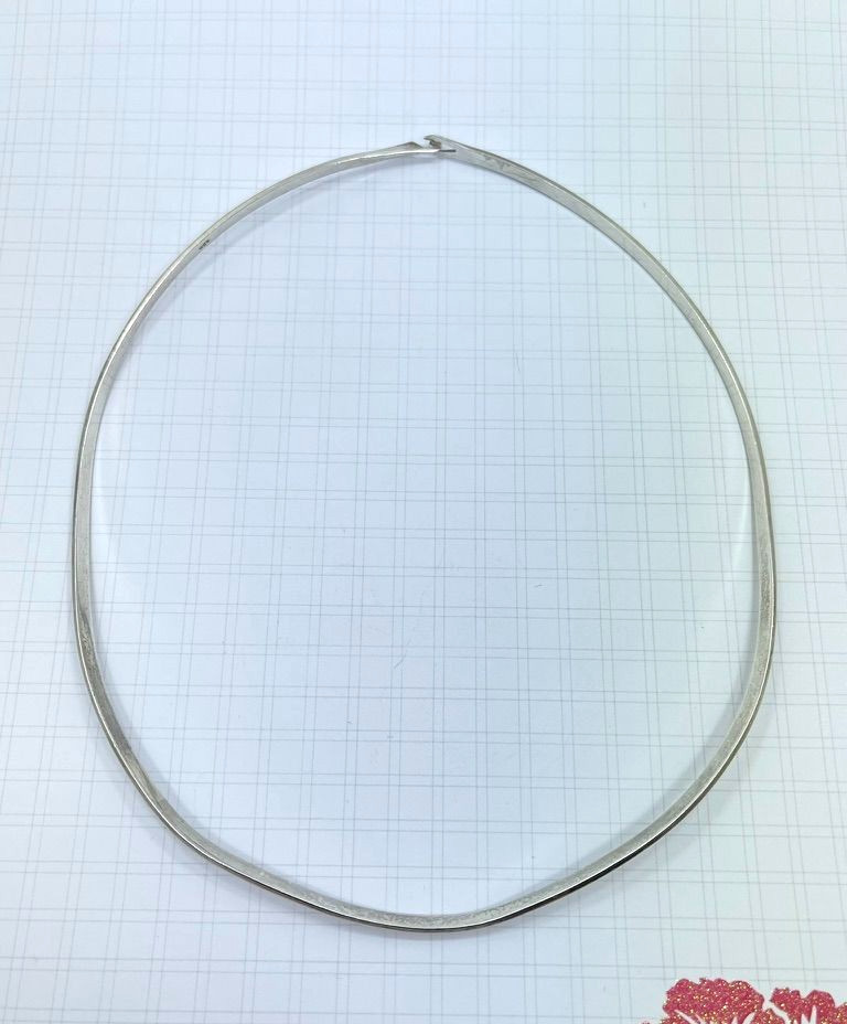 Y2K 925 Sterling Silver Choker Necklace Mexico Minimalist Modernist Collar