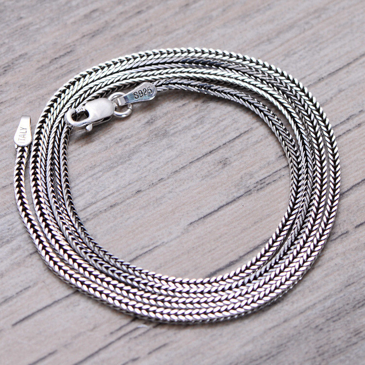 Real S925 Sterling Silver Necklace 1.8mm Square Wheat Link Chain Many Size