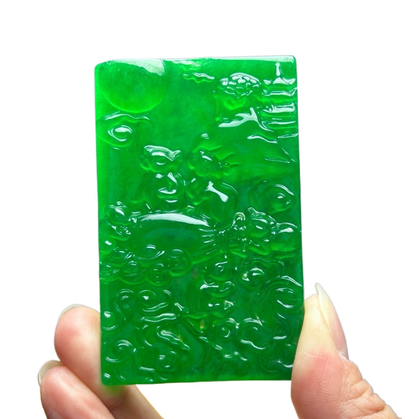 Nature Ice Green Burmese Jadeite Hand Carved Mouse Lucky Amulet Pendant Necklace