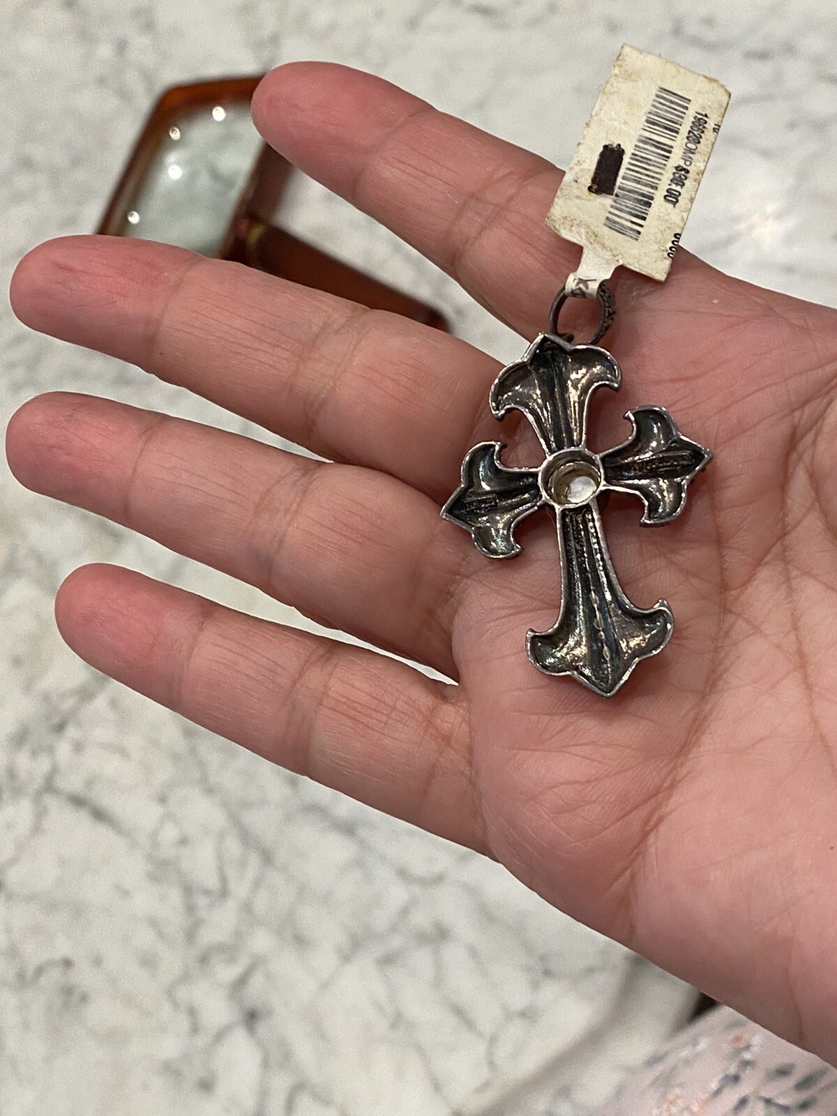 QVC Marcasite Oxidized Cross Pendant Sliver 925