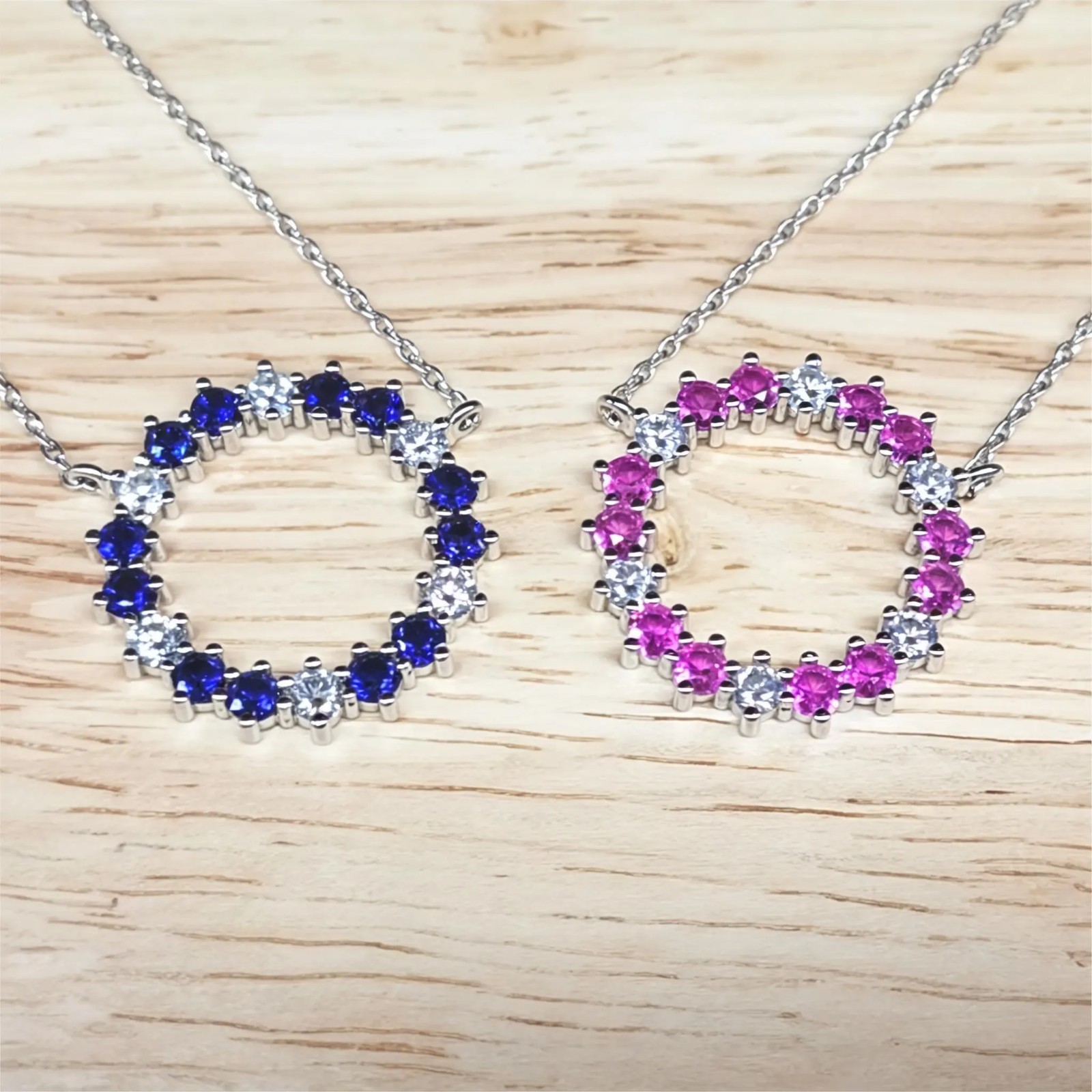2.50ctw Dark-Blue Sapphire & White Moissanite Halo Pendant .925 Sterling Silver