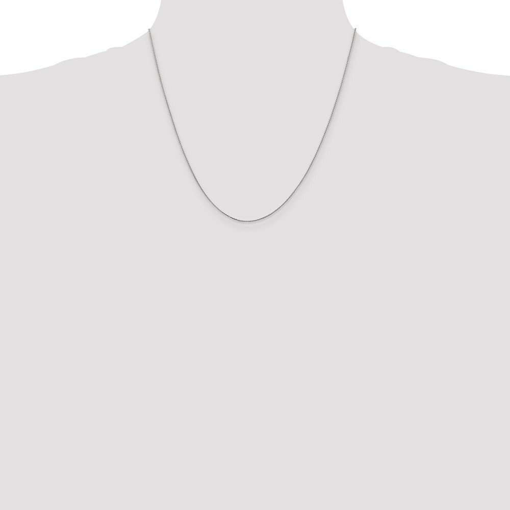 Real 14kt White Gold 0.65mm Diamond Cut Spiga Pendant Chain; 20 inch