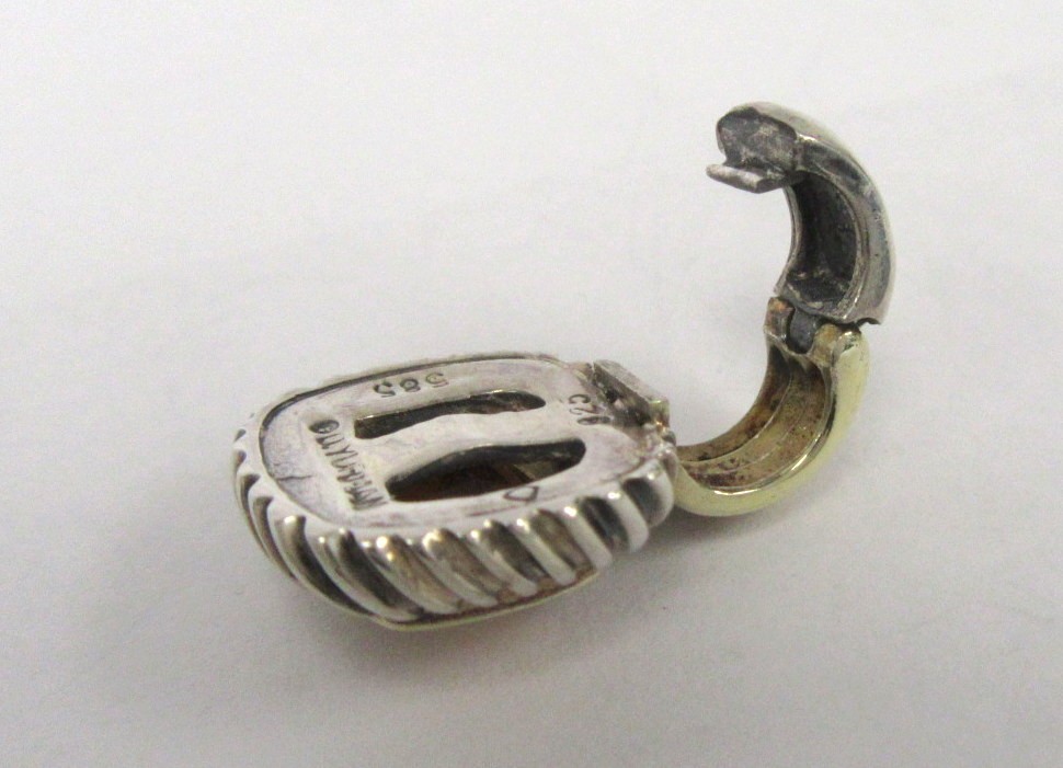Vintage David Yurman Fluted Albion Sterling Silver 14k Citrine Enhancer Pendant