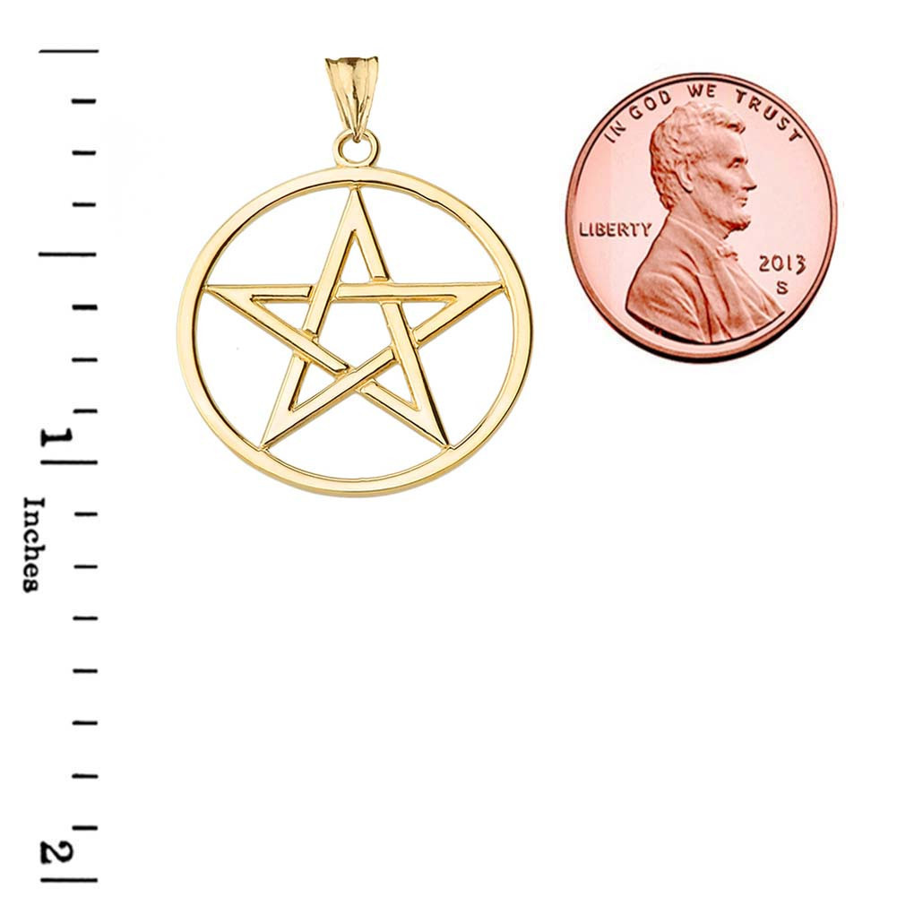 Gold Pentagram Pendant Necklace (Available in Yellow/Rose/White Gold)
