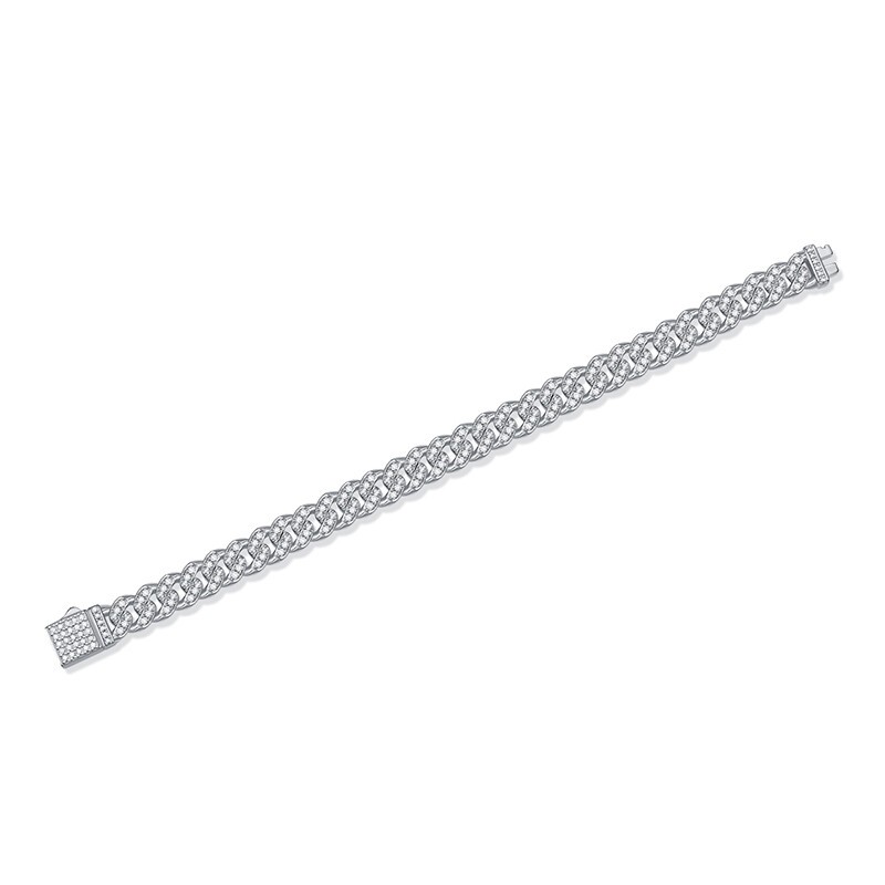 8MM MOISSANITE Miami Cuban Link Chain Bracelet Necklace 925 Sterling Silver GRA
