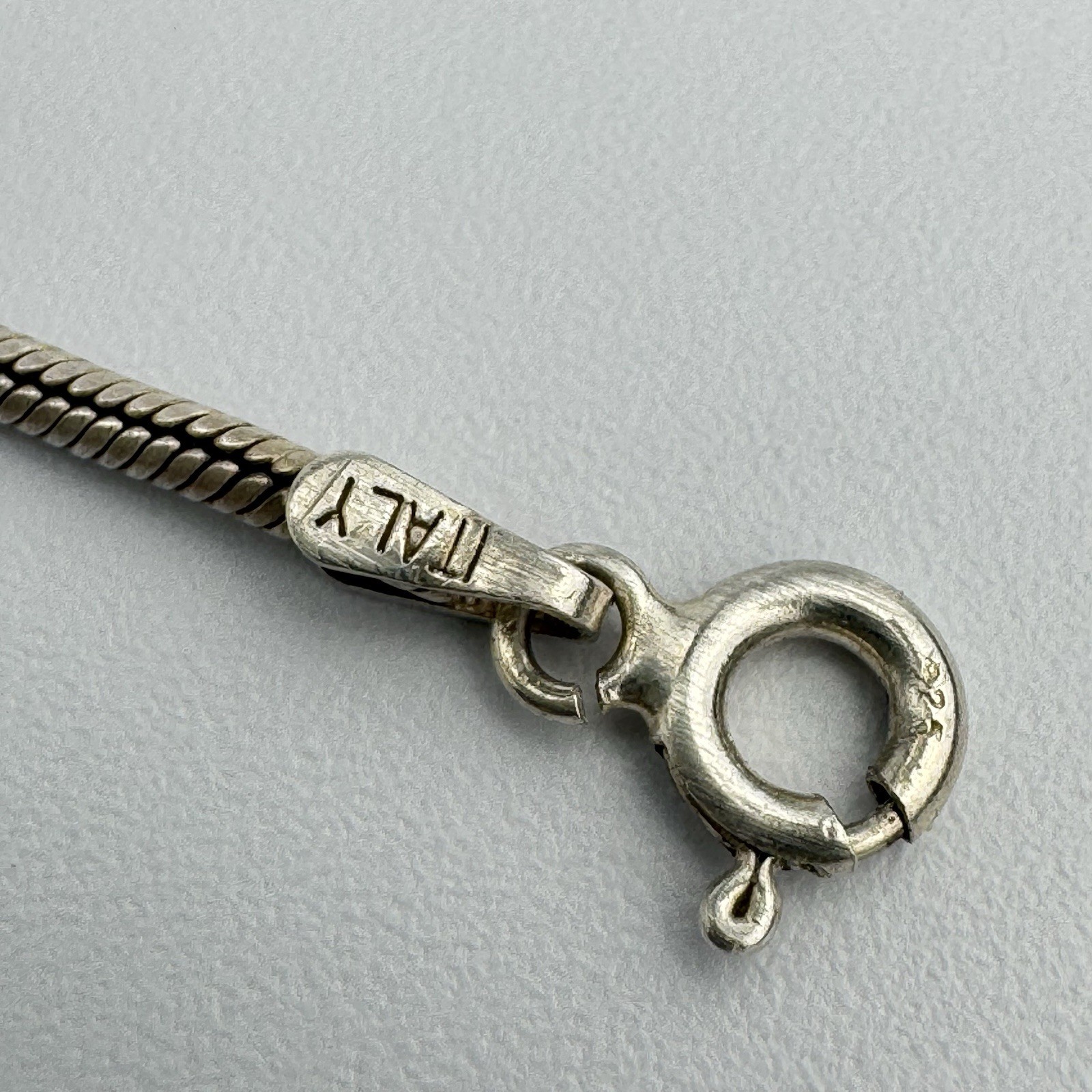 Vintage Italy ATI Sterling Silver 925 Round Snake Chain 17″ Necklace