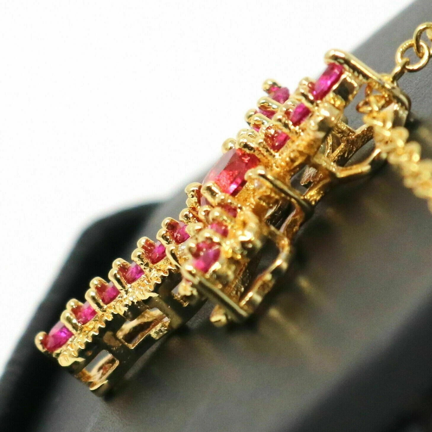 3Ct Round Cut Red Ruby Diamond Cross Pendant 14K Yellow Gold Over 18″Free Chain