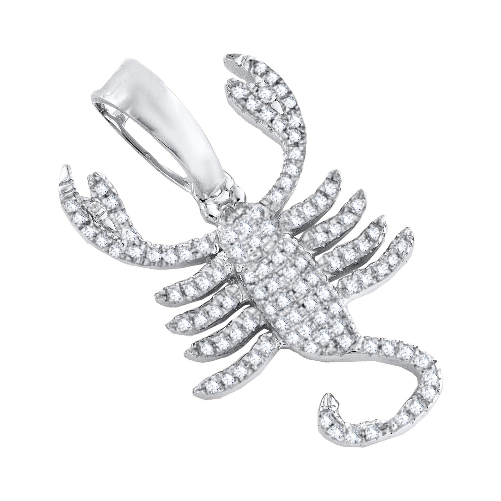 0.30 Ct Certified Diamond Horoscope Scorpio Sign Pendant Chain 10K White Gold