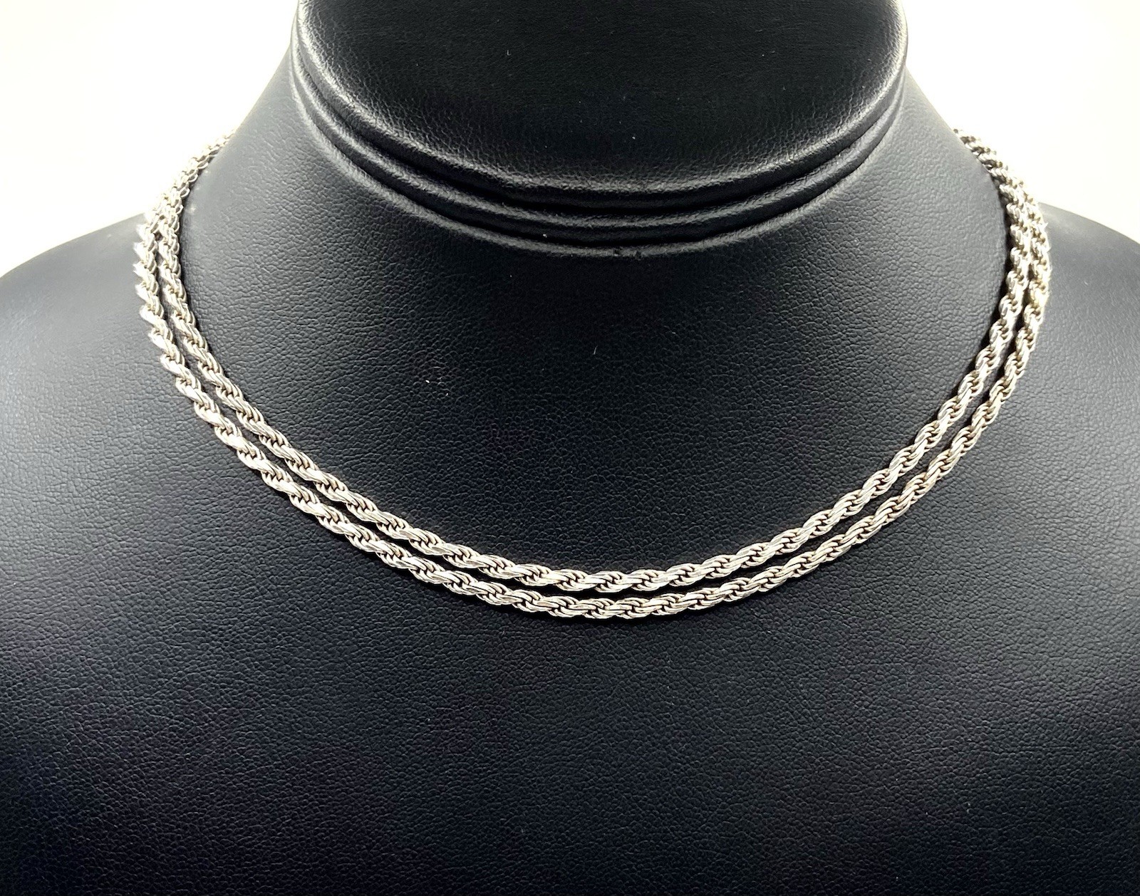 Vintage Sterling Silver / 925 Rope 2.7 mm Chain Necklace 30” Long