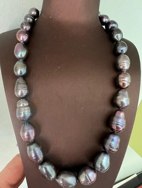 huge 18″ gorgeous 11-15MM natural AAA SOUTH SEA PEARL NECKLACE 14K gold Clasp