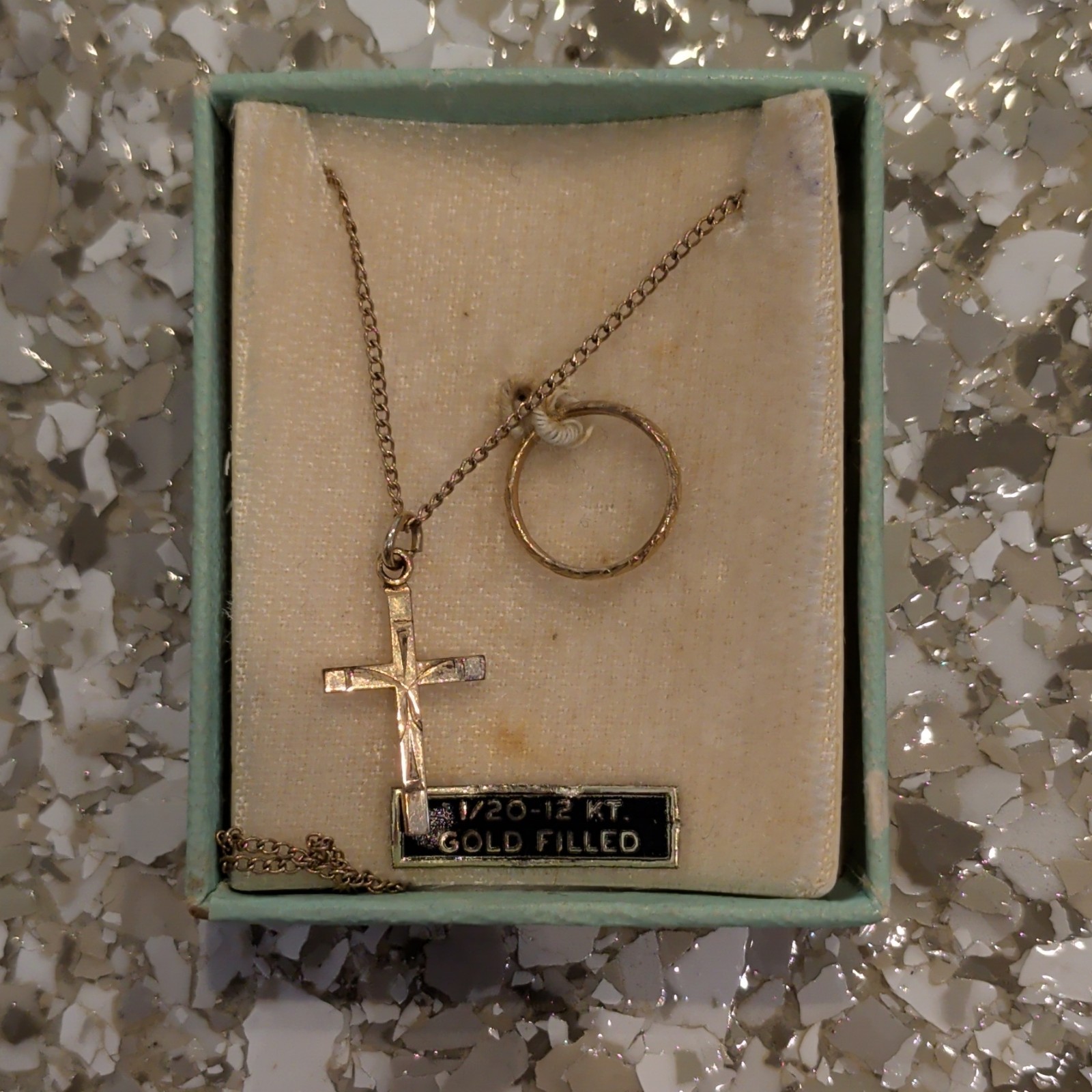 1/20-12 KT Gold Filled Cross Charm Pendant Necklace Religious Jewelry