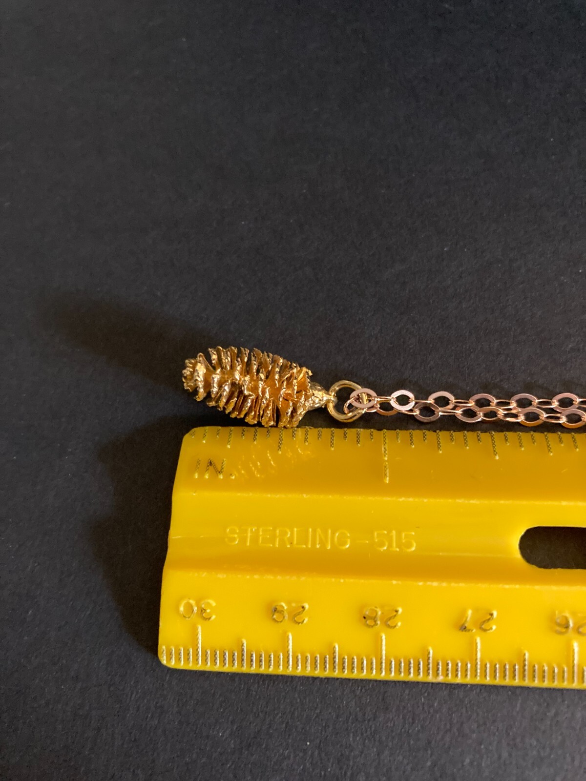 14K RG over .925 24″ Oval Link Chain Necklace w/ Goldtone Pine Cone Pendant