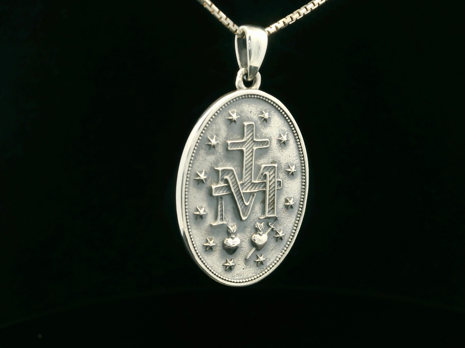 925 Sterling Silver Two-Sided Miraculous Medal Necklace