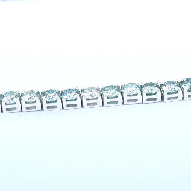 49 Ct 5mm Diamond Ice Blue Diamond Necklace, 20 Inches 14k White Gold Plated