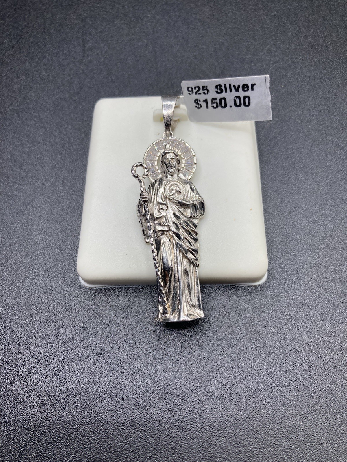 Beautiful San Judas, St. Jude Pendant. 925 Silver. Untested Stones. DM Jewelry