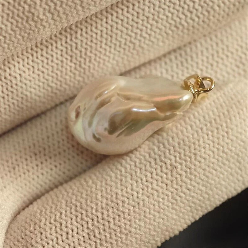 HUGE Baroque 16x14mm natural south sea pearl pendant 14K Yellow Gold