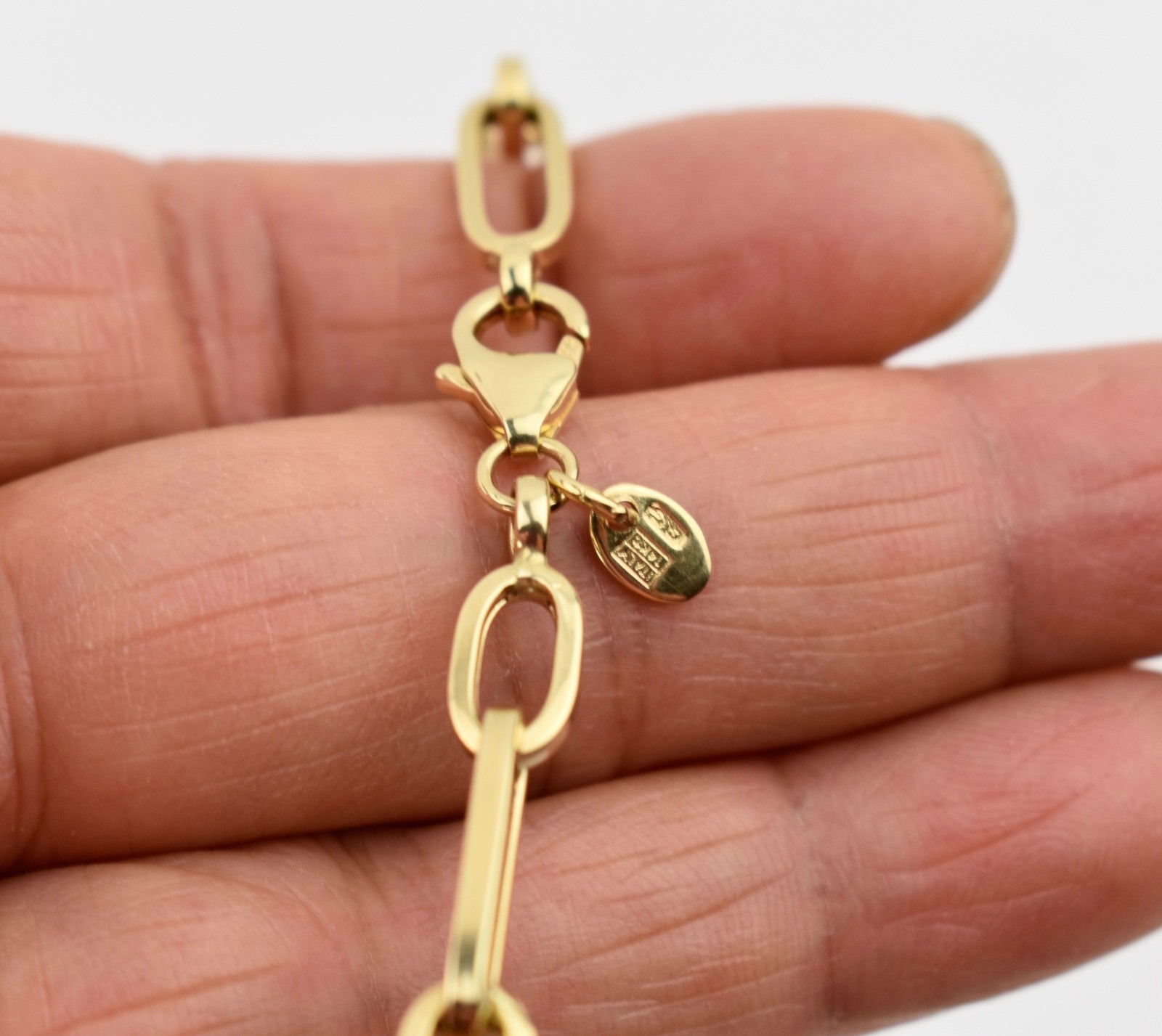 Chunky 14K Gold Italian Designer Long Short Paper Clip Chain 18″ Necklace 8.1g