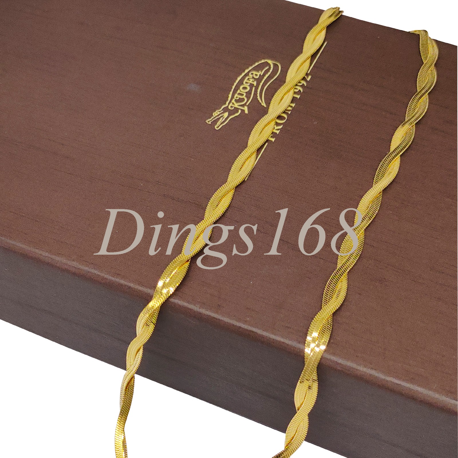18K Yellow Gold Filled Tarnish-Free 5mm Wide Twisted Herringbone Chain Necklace