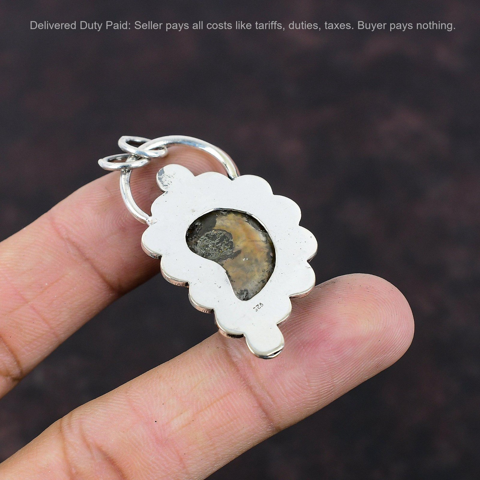 925 Silver Natural Ammonite Fossil Mother Anniversary Elegant Unique New Pendant