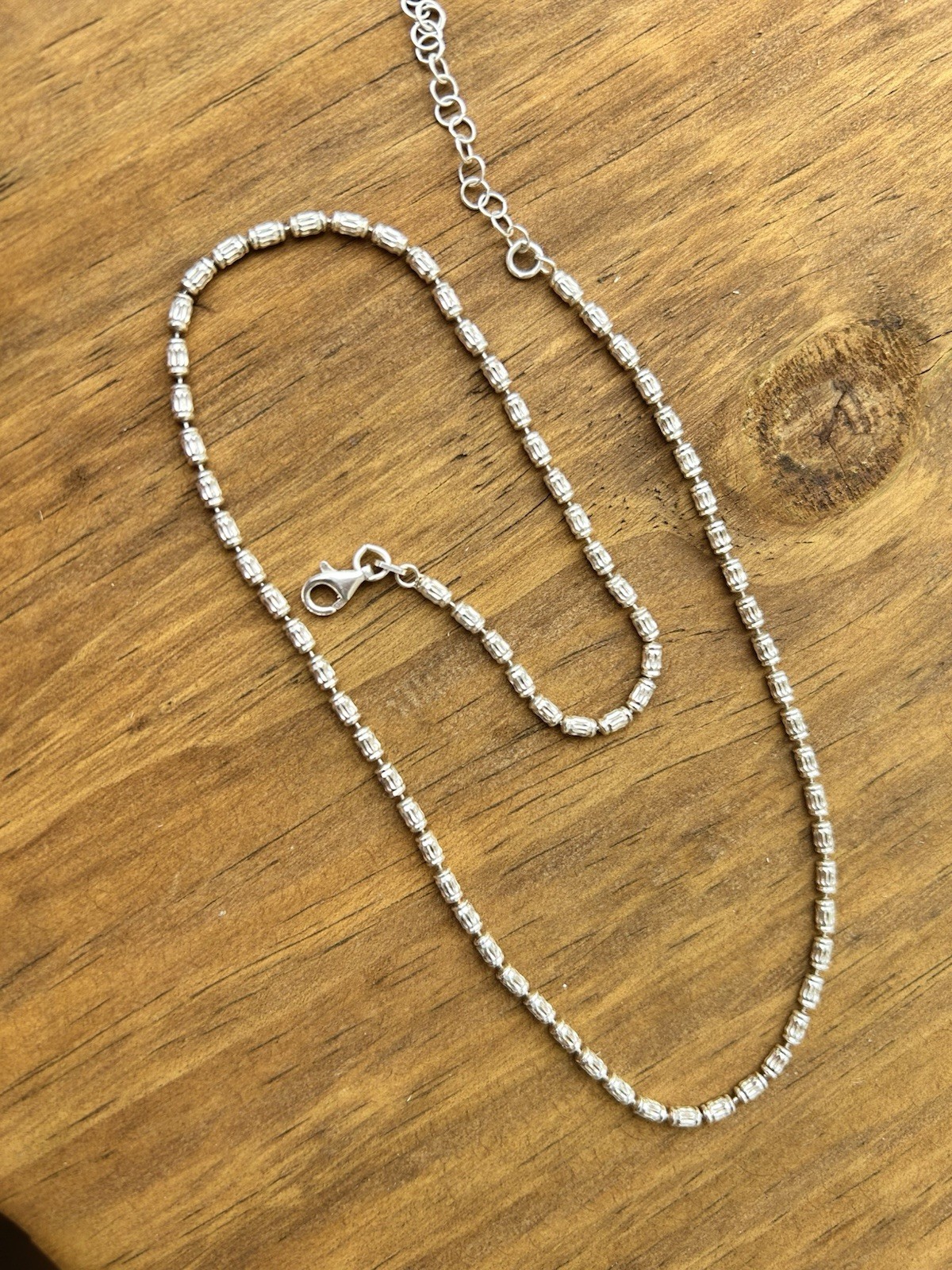 925 Sterling Silver Italy Bead Ball Chain Necklace Viking Link Design 18’’ 8.4g