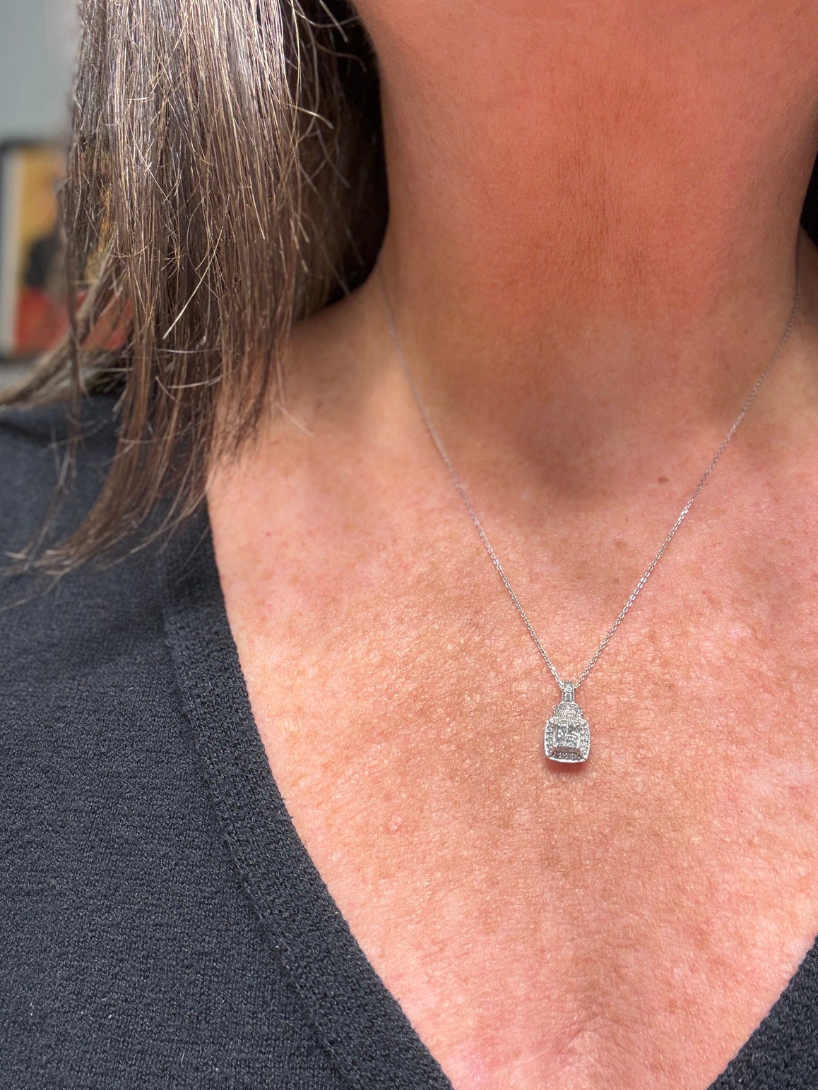 1/3 CTW Diamond Cluster Quad Halo 10K White Gold Pendant + 18″ Chain $678 Retail