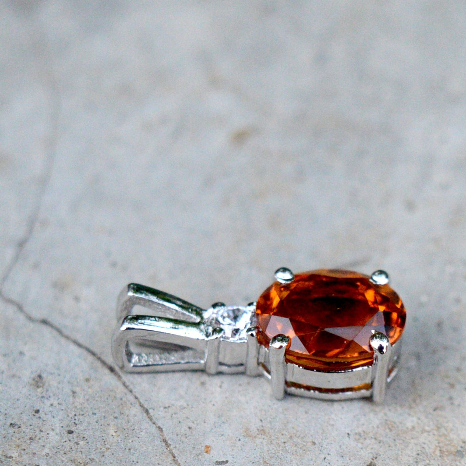 Genuine Citrine Oval Cut Gemstone 925 Sterling Silver Women Handmade Pendant