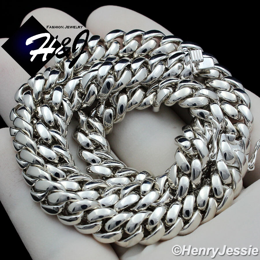 20″MEN 925 STERLING SILVER 7.5MM PLAIN MIAMI CUBAN CURB LINK NECKLACE*SN20