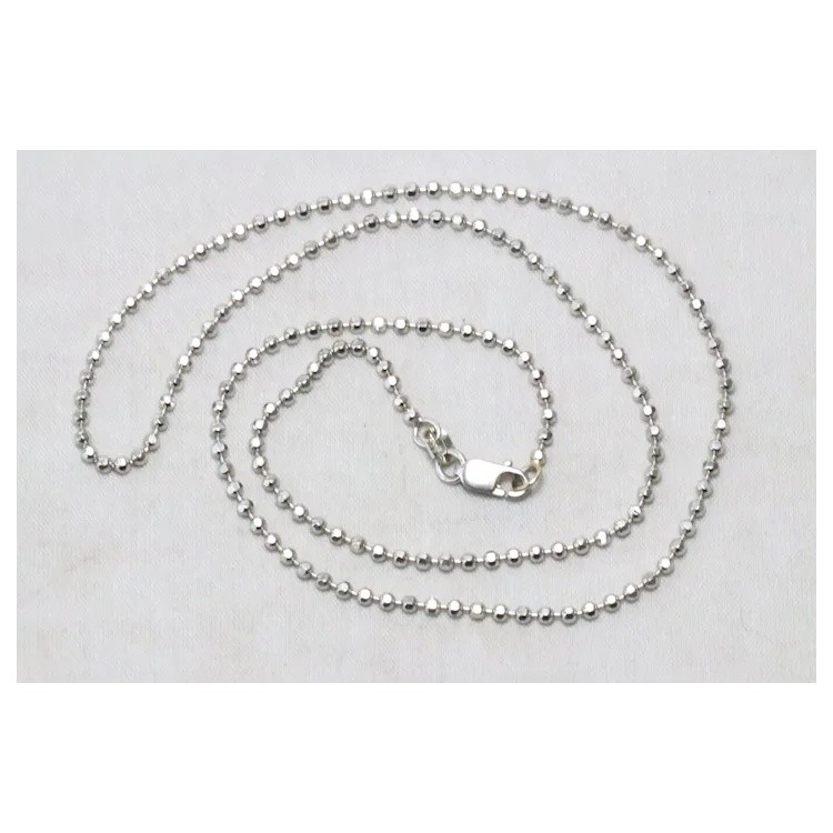 14KT White Gold 16 Inch Diamond Cut Ball Chain