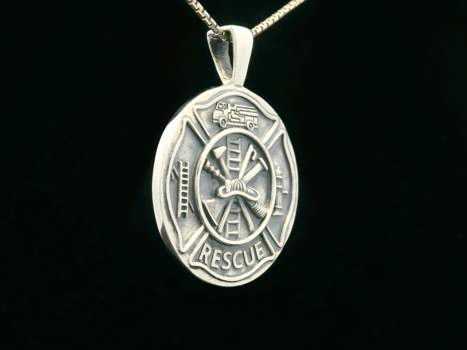 925 Sterling Silver Saint Florian Two-Sided Necklace