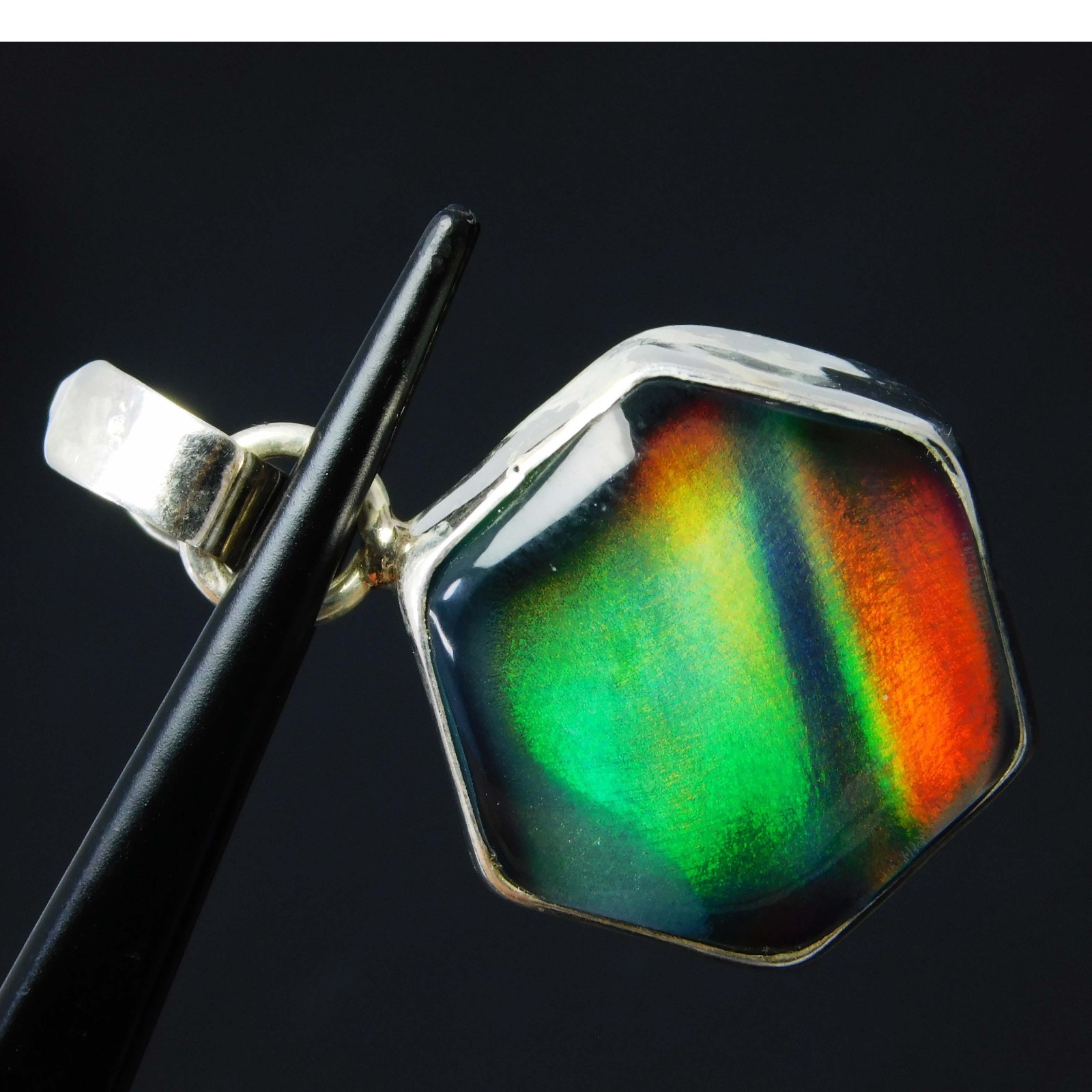 Certified 17.10 Ct Natural Aurora Opal Hexagon 925 Silver Pendant Jewelry Gift
