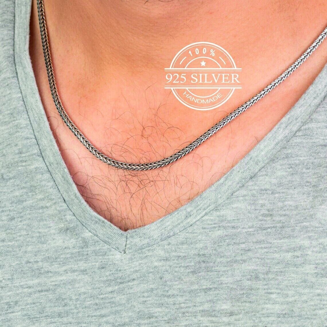 Men’s Oxidized Franco Chain Necklace 2mm 925 Sterling Silver Lobster, Bali Chain