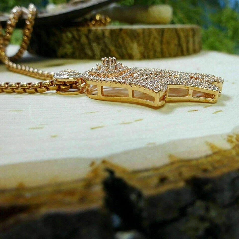 3Ct Round Cut VVS1/D Diamond Unisex Cluster Hamsa Pendant 14K Rose Gold Finish