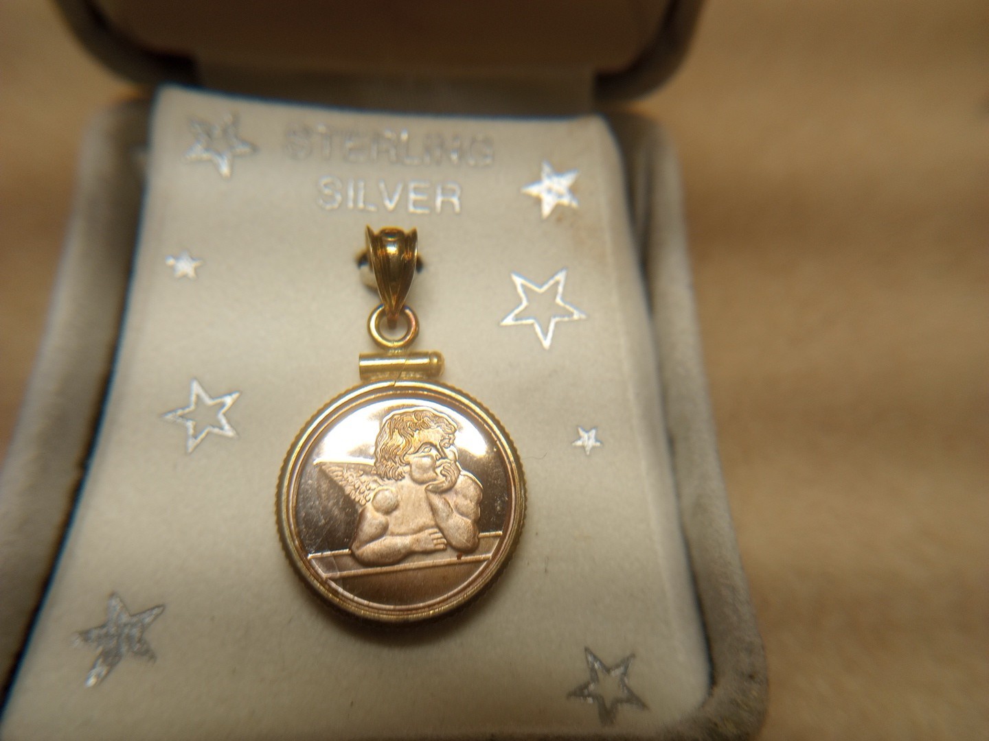 Vintage .925 Sterling Silver Solid Polished Angel Figure Pendant and Gold Plate