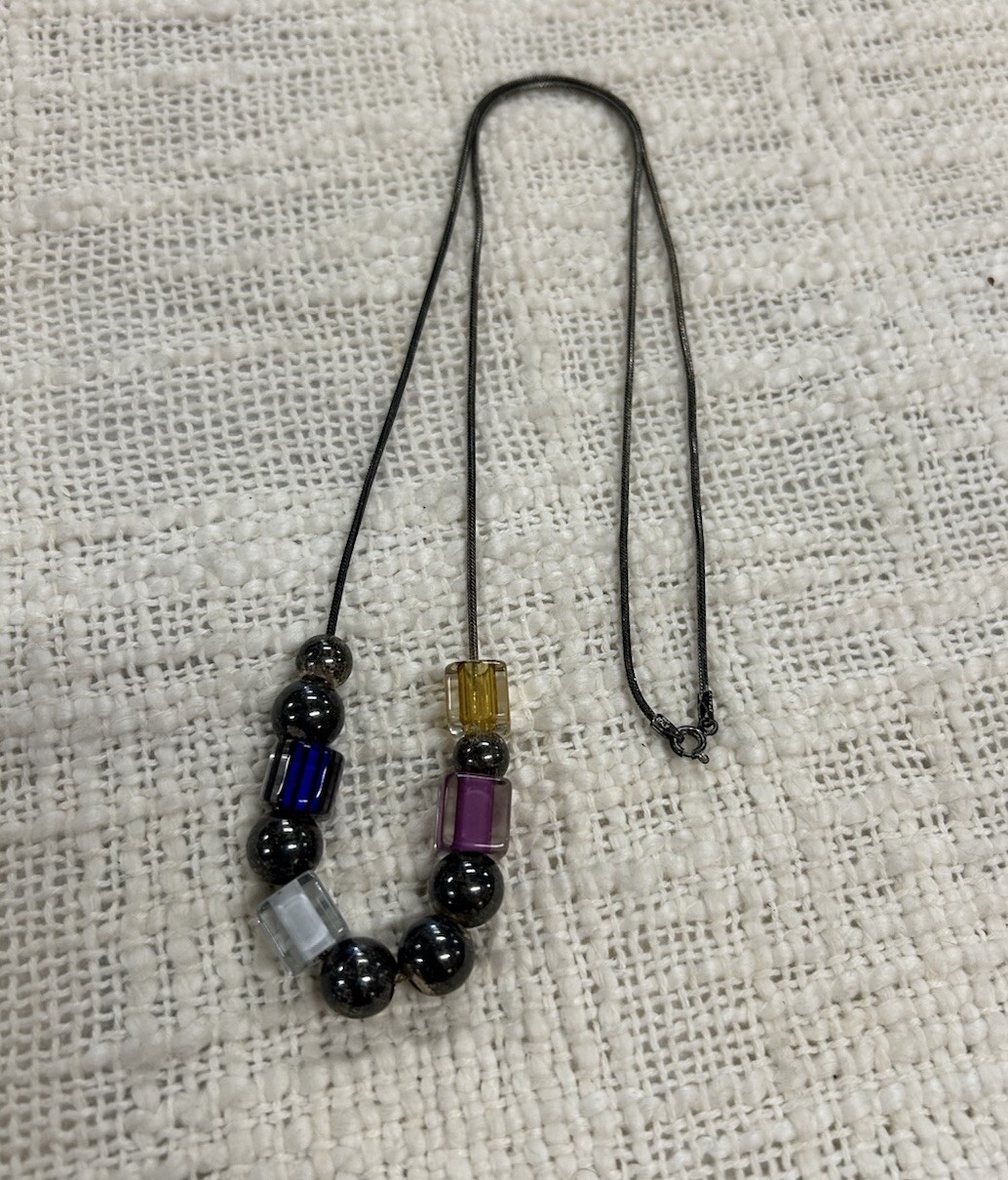 925 Sterling Silver 24in Snake Chain Beaded Necklace With Spring Ring Clasp