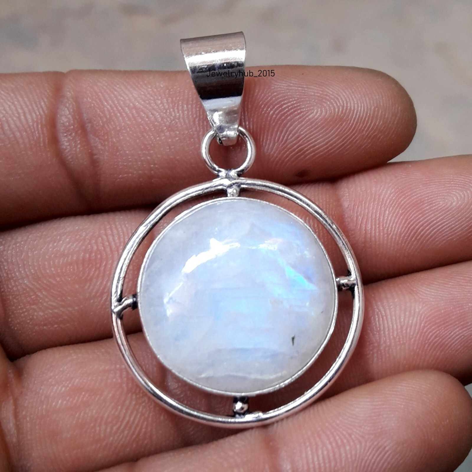 Moonstone Pendant 925 Sterling Silver Round Gemstone Neck Jewelry MO5128