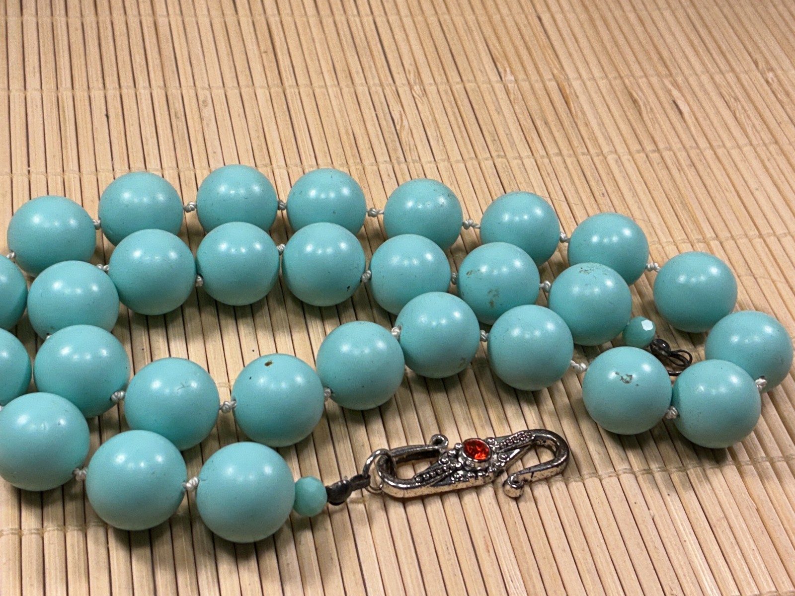 Fashion Necklace Smooth Turquoise Gemstone Heavy Chunky Knotted Choker Lot 88C