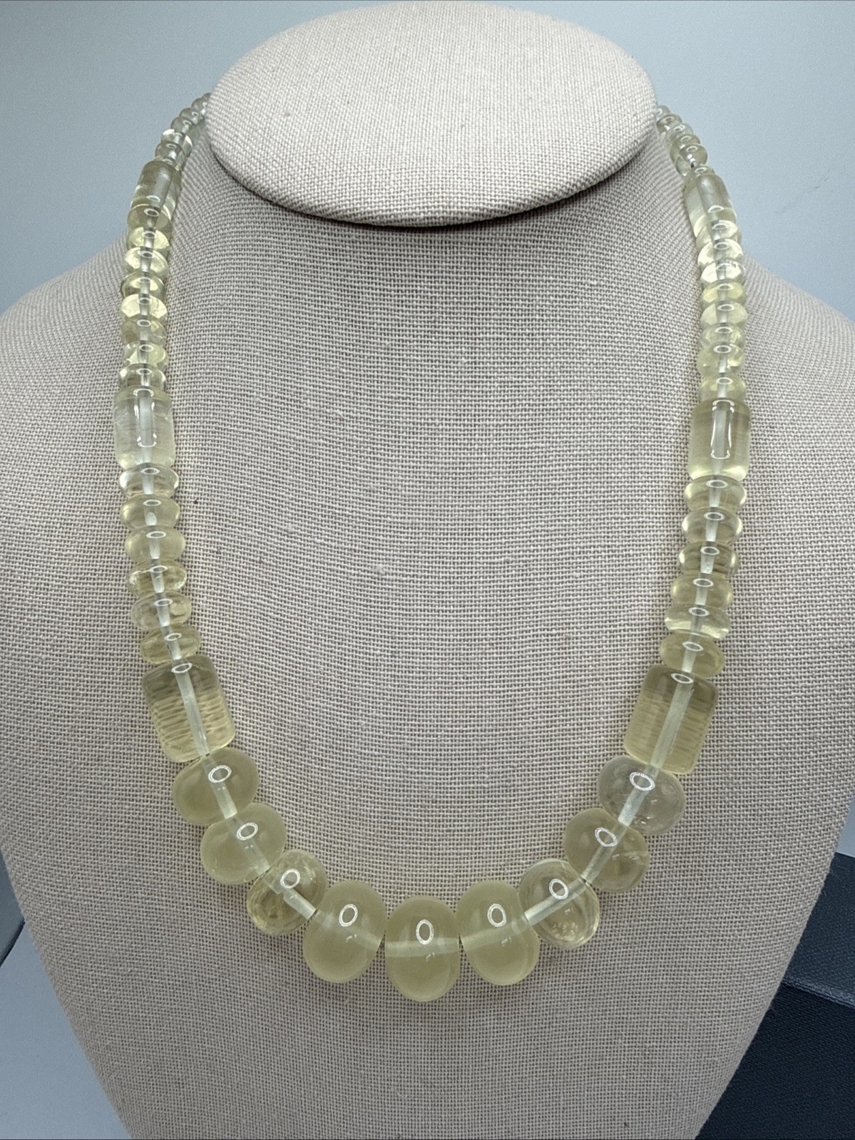 Jay King Natural Brazilian Lemon Citrine Graduated Bead Sterling Silver Necklace