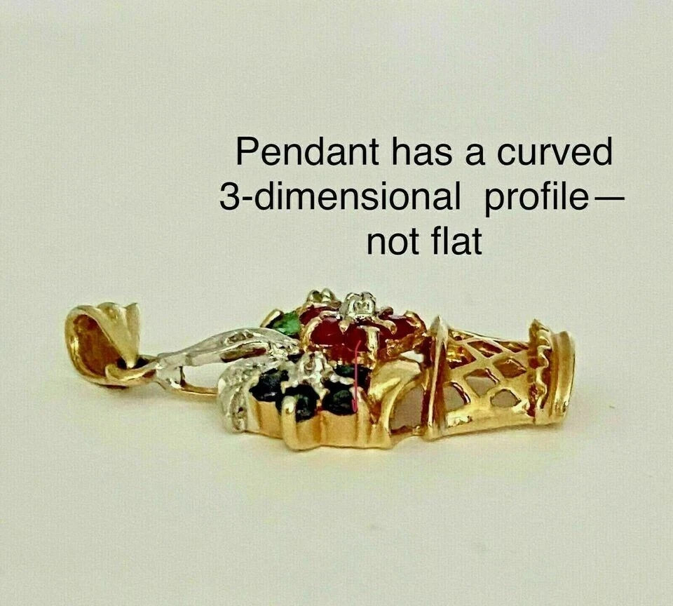 1Ct Lab-Created Diamonds Flower Basket Pendant 14K Yellow Gold Finish