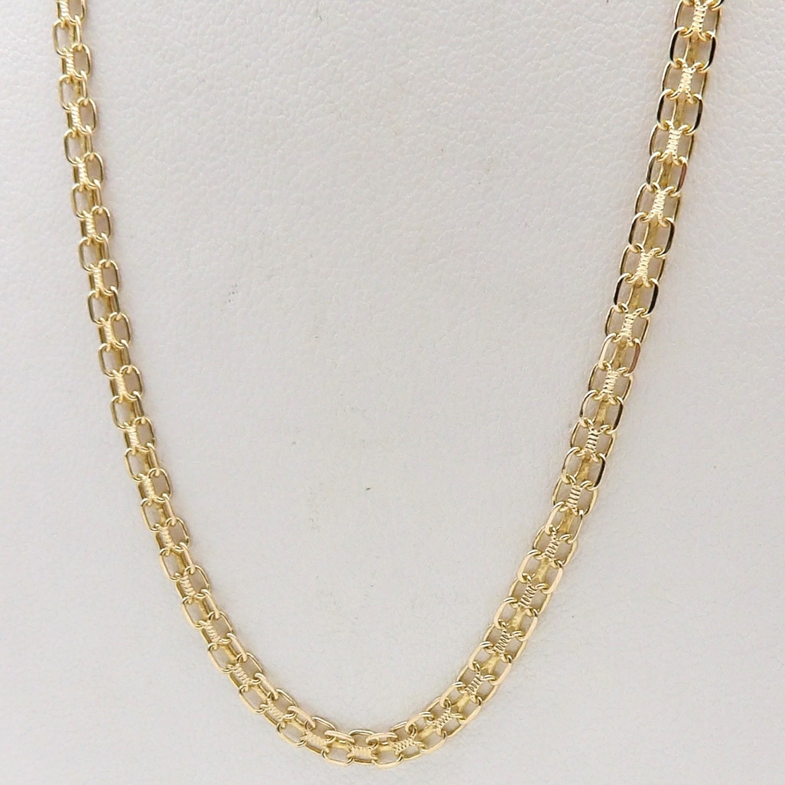 Solid 14k Gold Bismark Link Pendant Chain Necklace Italy 20in 3mm