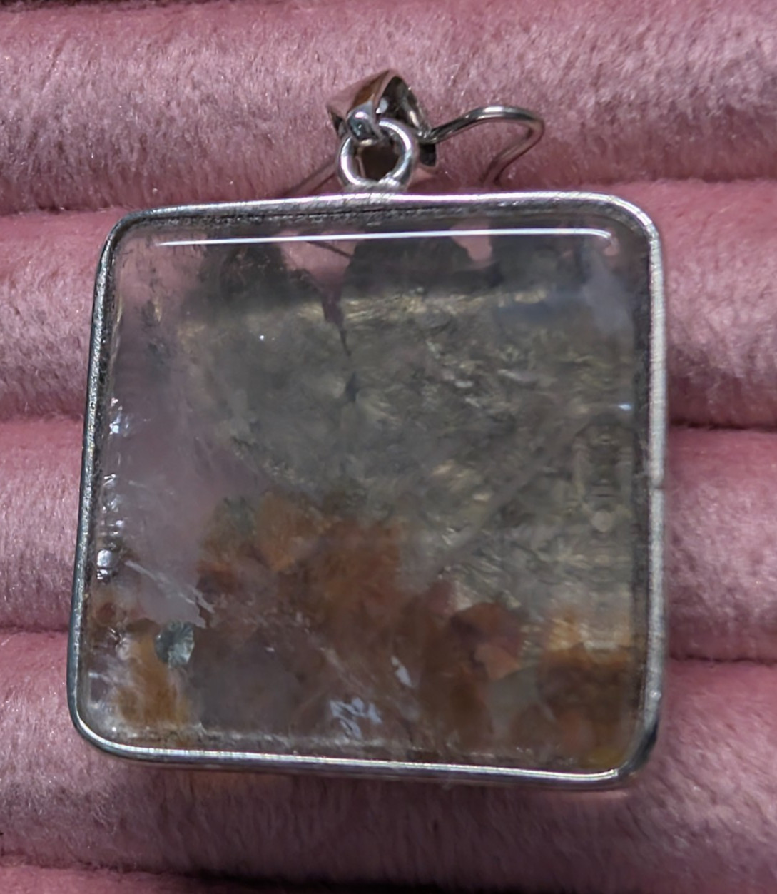 CHALCOPYRITE PEACOCK ORE IN CLEAR QUARTZ PENDANT STERLING SILVER S925 NATURAL