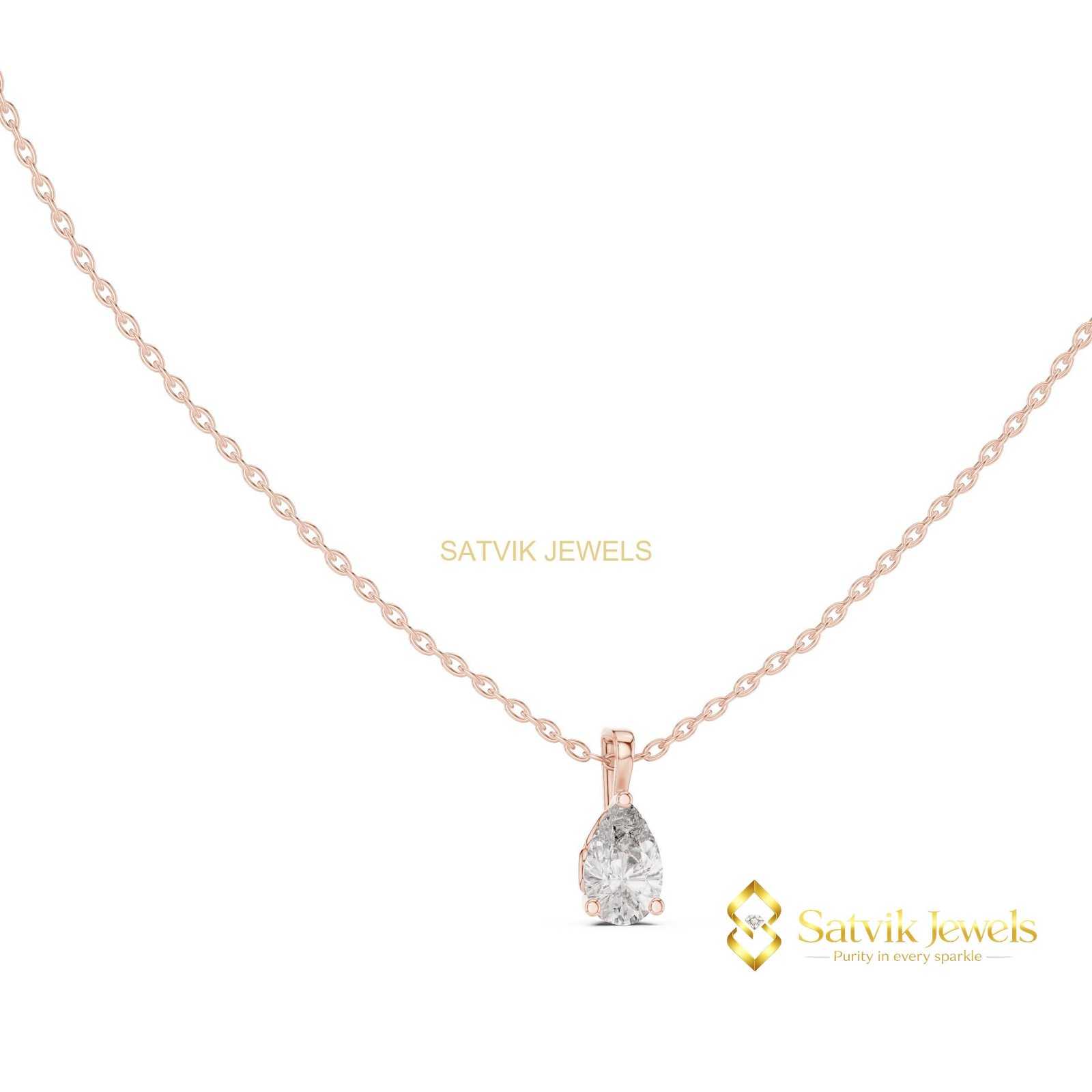 VS1/E Lab Grown/CVD 1Ct Diamond Anniversary Bridal Pendant 10K Gold IGI Pear Cut