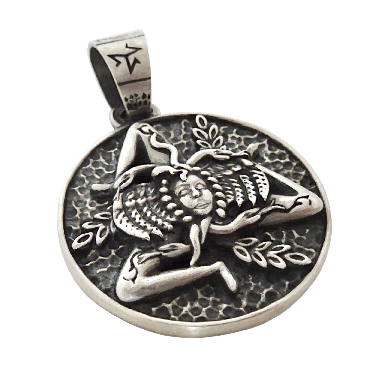 Medusa Triskelion Sterling Silver 925 Trinacria Pendant with Chain Sicilian