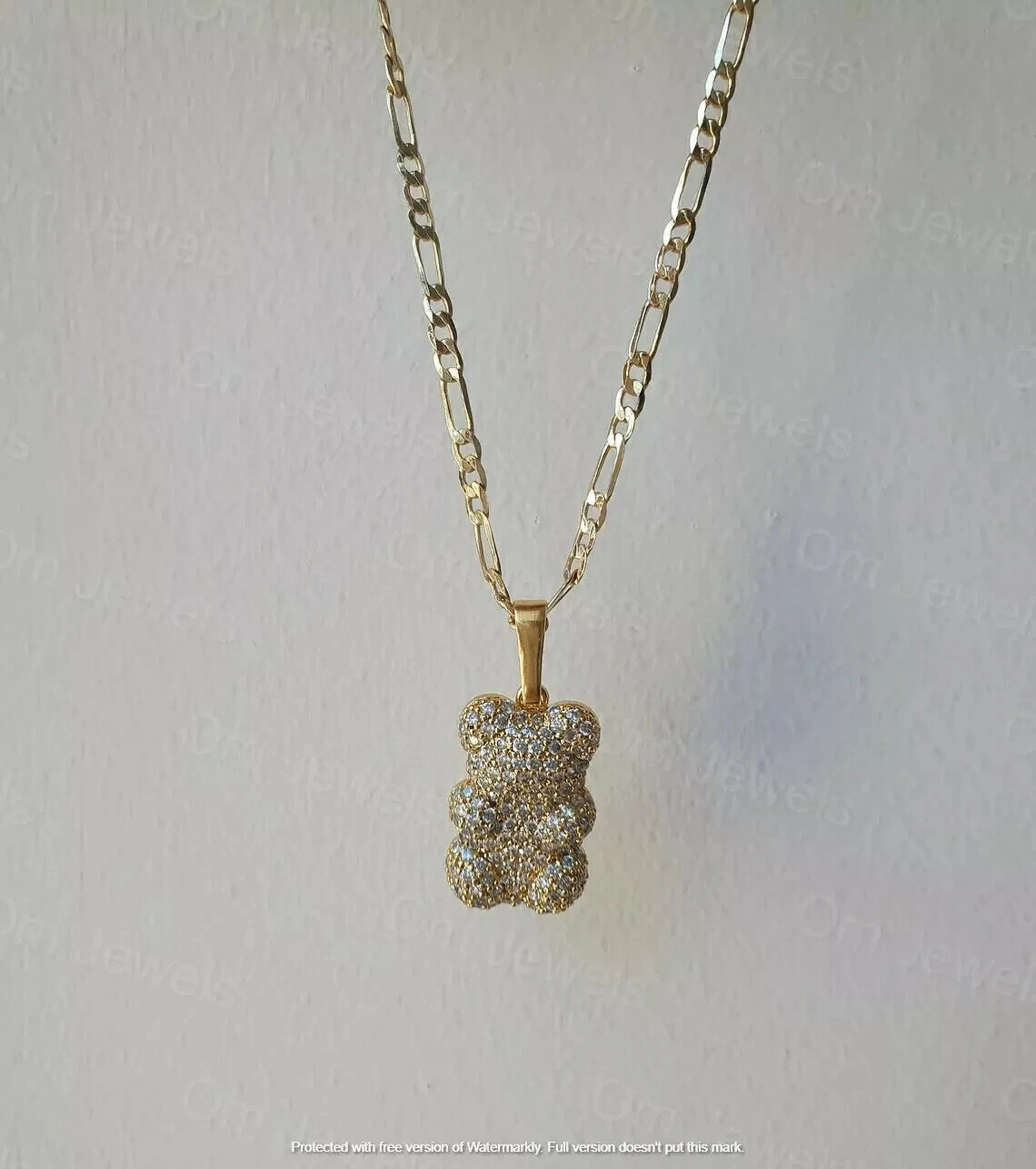 1.45Ct Round Cut VVS1 Diamond Bear Pendant 14K Yellow Gold Finish 18″ Free Chain
