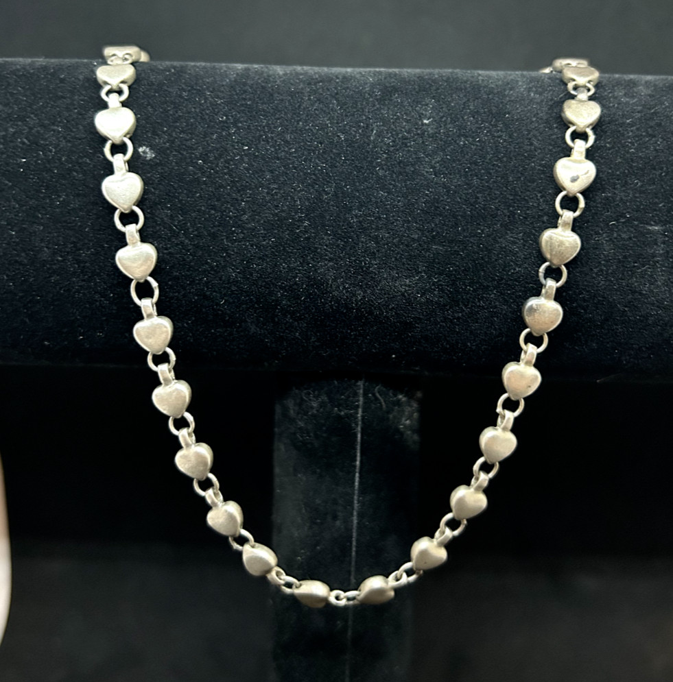 Tiffany & Co. Sterling Silver 16in Chain of Hearts 5.5mm Link Necklace 24.7g