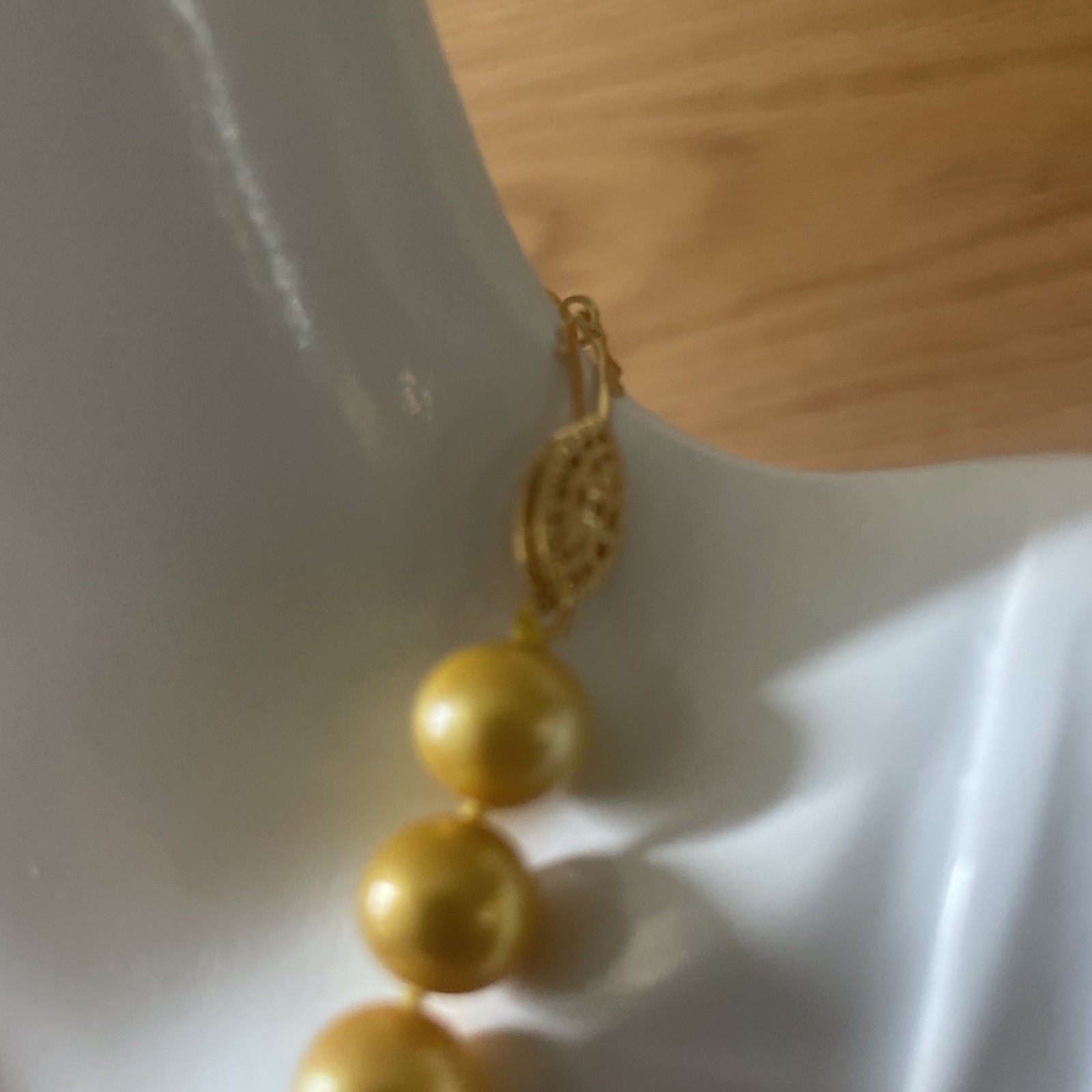 Natural Golden South Sea Pearl Necklace 10-12mm 14k 18”